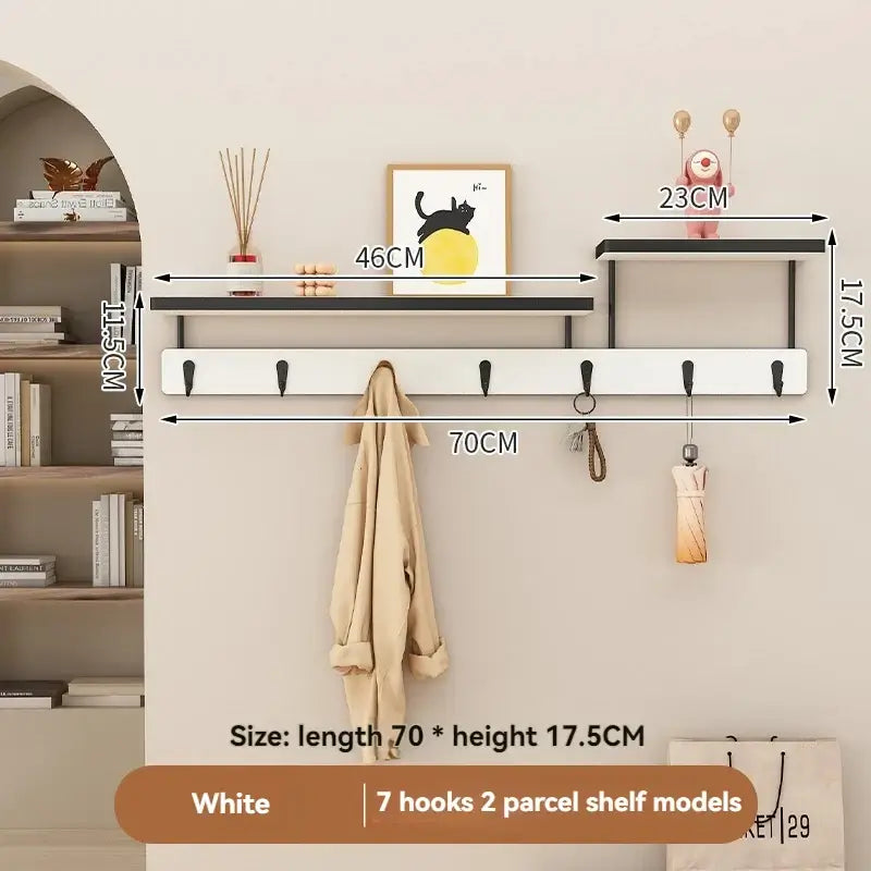 Solid Wood Wall Hook Rack – Multifunctional Entryway Coat & Key Holder - Hadi Craft