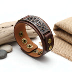 Square Leather Bracelet – Square Design Adjustable Wristband - Hadi Craft