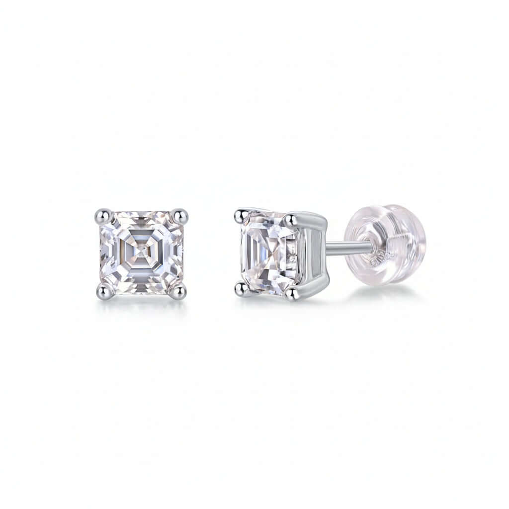 Square Moissanite Necklace – 925 Sterling Silver Platinum Plated Pendant - Hadi Craft