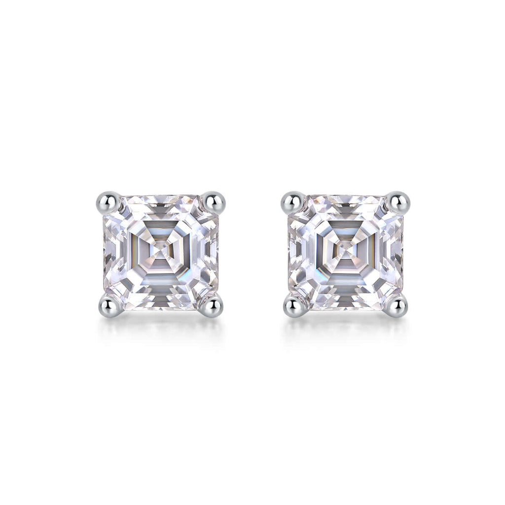 Square Moissanite Necklace – 925 Sterling Silver Platinum Plated Pendant - Hadi Craft
