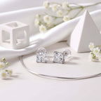 Square Moissanite Necklace – 925 Sterling Silver Platinum Plated Pendant - Hadi Craft