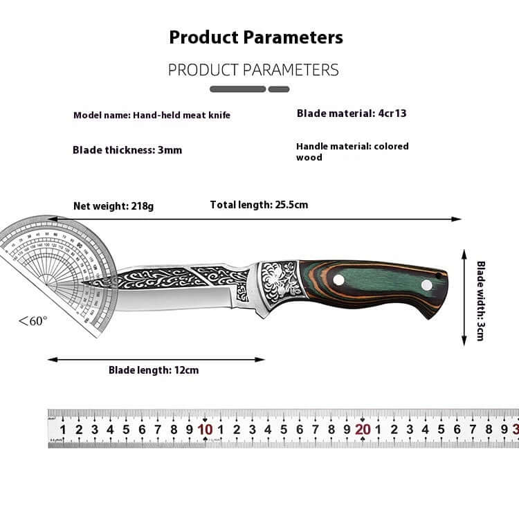 Stainless Steel Kitchen Knife – Portable Retro Meat & Utility Knife - Hadi Craft