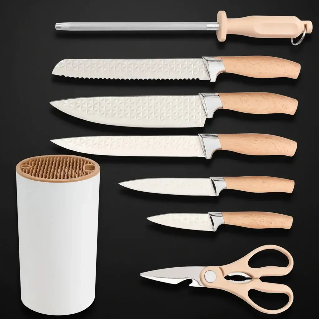 Stainless Steel Kitchen Knife Set with Holder 7-Piece - Hadi Craft