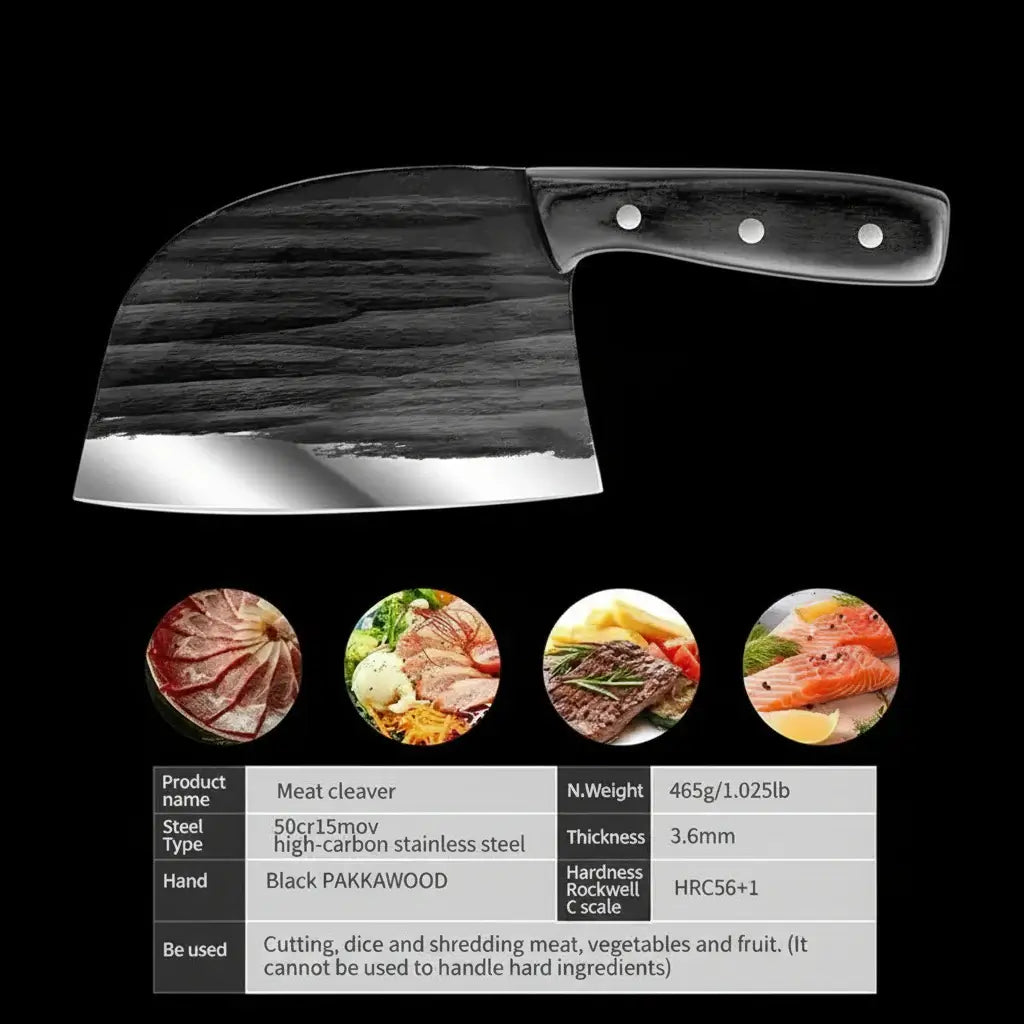 Stainless Steel Meat Cleaver Knife – Easy-Cut Bone & Poultry Knife - Hadi Craft