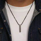 Stainless Steel Muslim Bar Necklace Inspirational Geometric Vertical Pendant - Hadi Craft