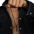 Stainless Steel Muslim Bar Necklace Inspirational Geometric Vertical Pendant - Hadi Craft