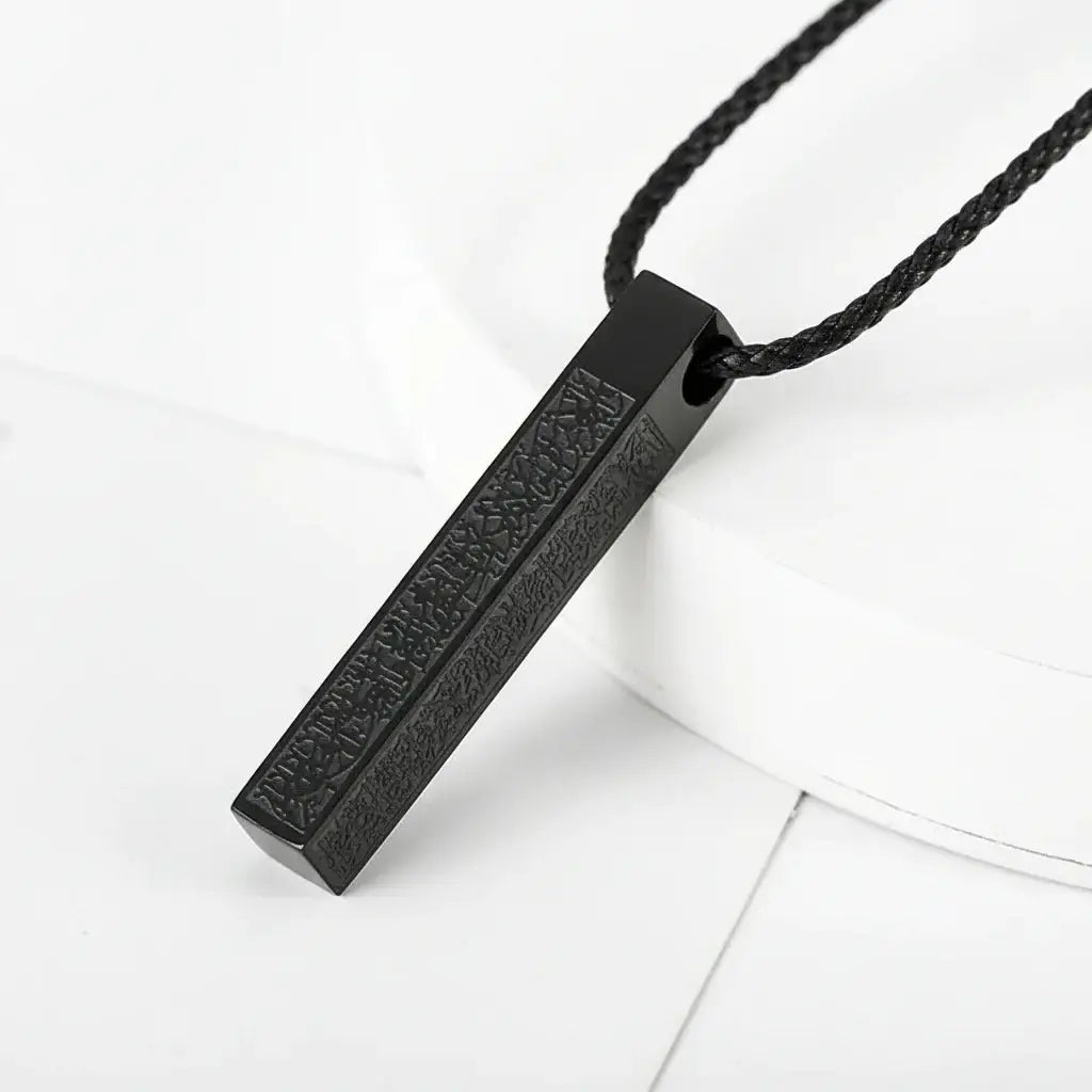 Stainless Steel Muslim Bar Necklace Inspirational Geometric Vertical Pendant - Hadi Craft