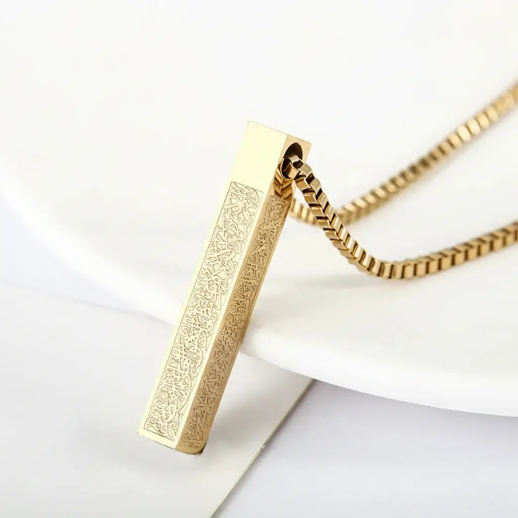 Stainless Steel Muslim Bar Necklace Inspirational Geometric Vertical Pendant - Hadi Craft