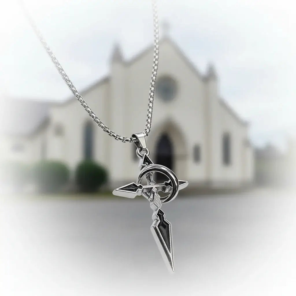 Stainless steel cross necklace Silver Plated Cross Pendant Necklace - Hadi Craft