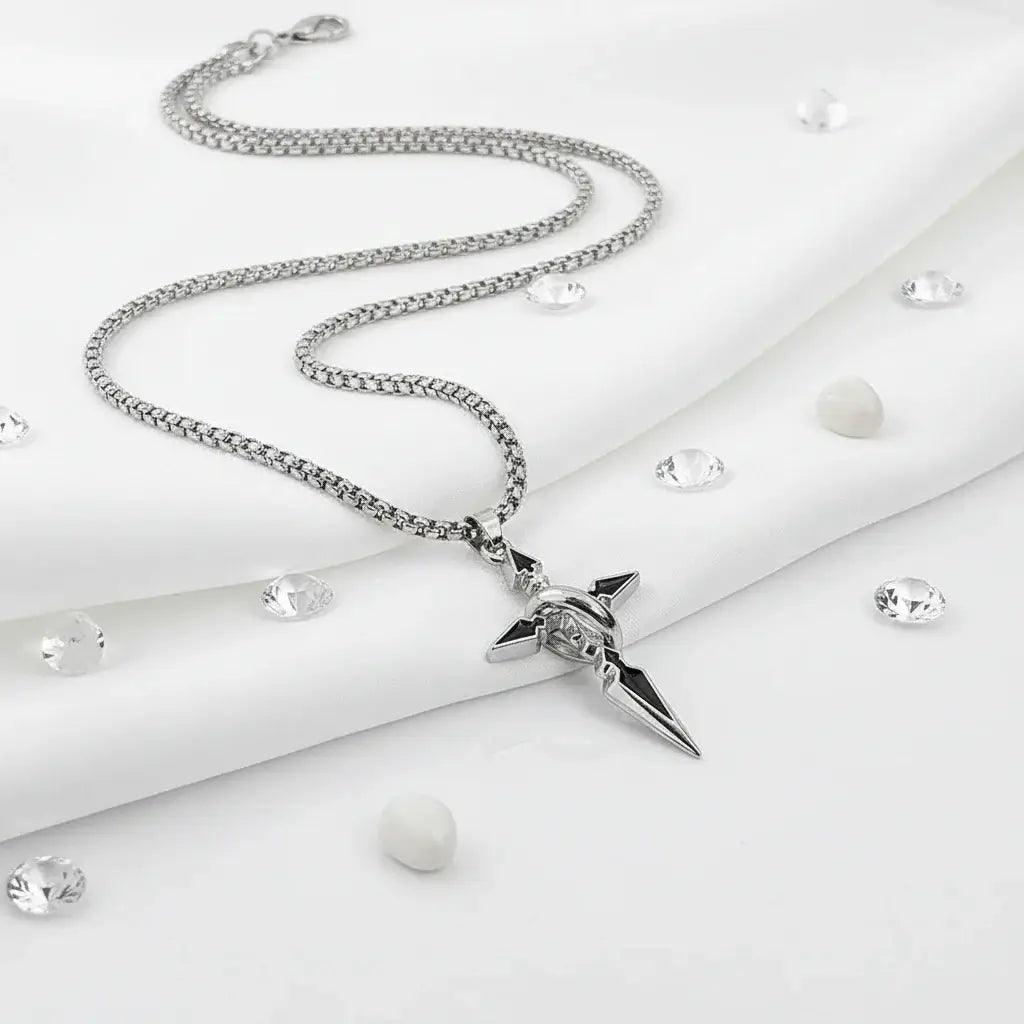 Stainless steel cross necklace Silver Plated Cross Pendant Necklace - Hadi Craft