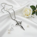 Stainless steel cross necklace Silver Plated Cross Pendant Necklace - Hadi Craft