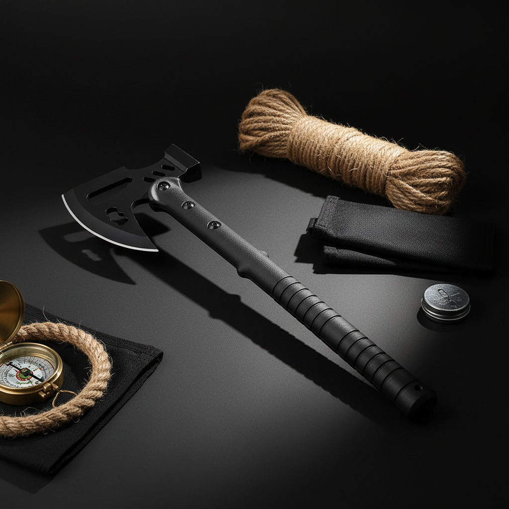 Stainless Steel Multi-Functional Survival Axe & Hammer | Outdoor Camping, Rock Climbing & Adventure Tool