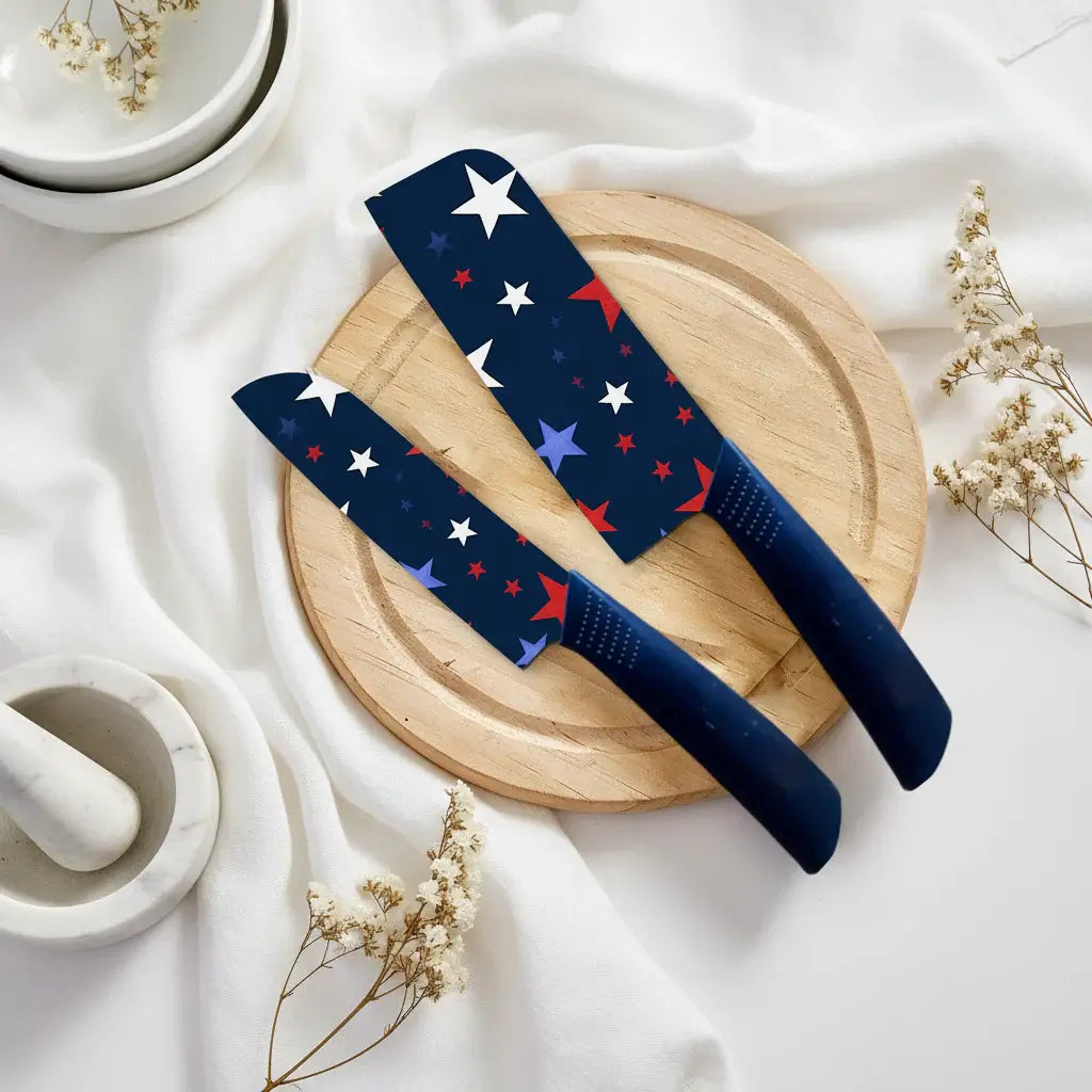 Star Printed Ceramic Kitchen Knife Set Dishwasher Safe Sharp Durable - Hadi Craft