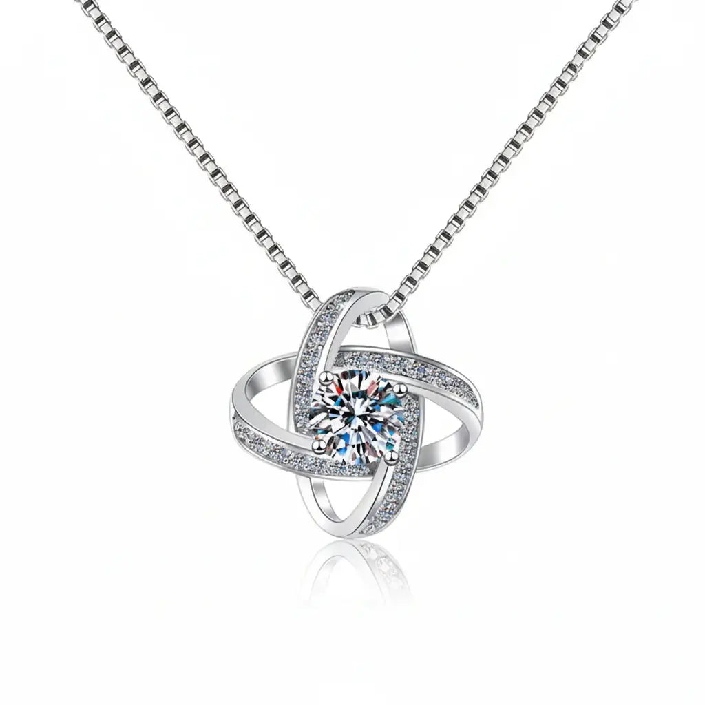 Sterling Silver Pendant Necklace for Women Moissanite Jewelry - Hadi Craft