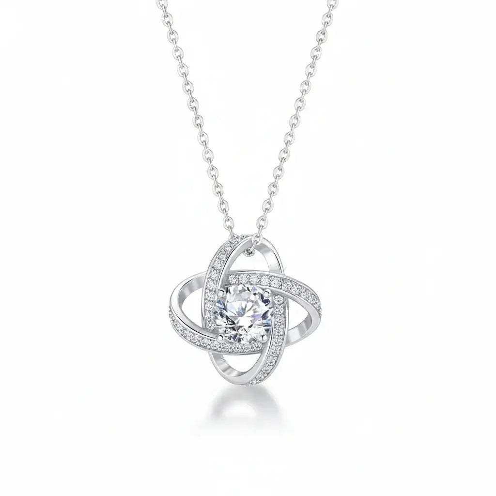 Sterling Silver Pendant Necklace for Women Moissanite Jewelry - Hadi Craft