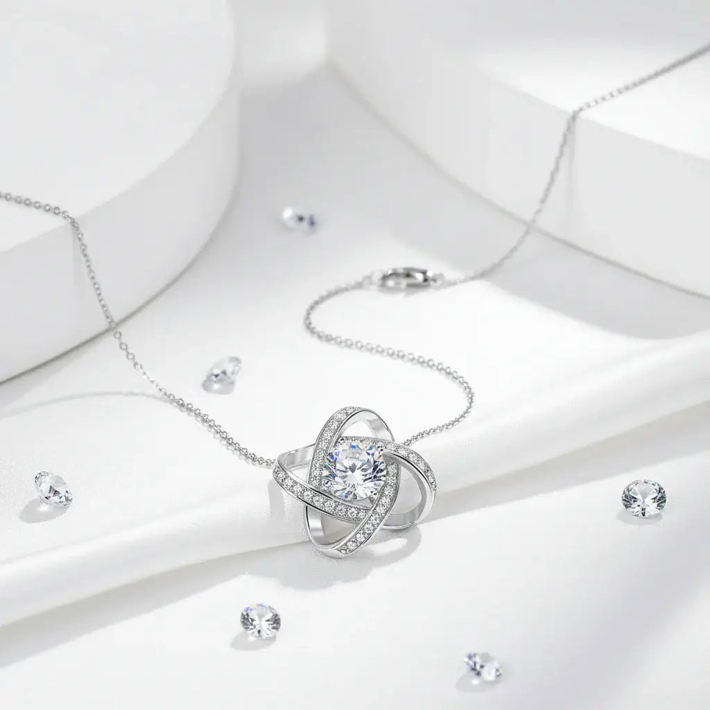 Sterling Silver Pendant Necklace for Women Moissanite Jewelry - Hadi Craft