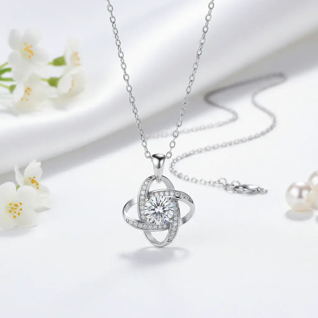 Sterling Silver Pendant Necklace for Women Moissanite Jewelry - Hadi Craft