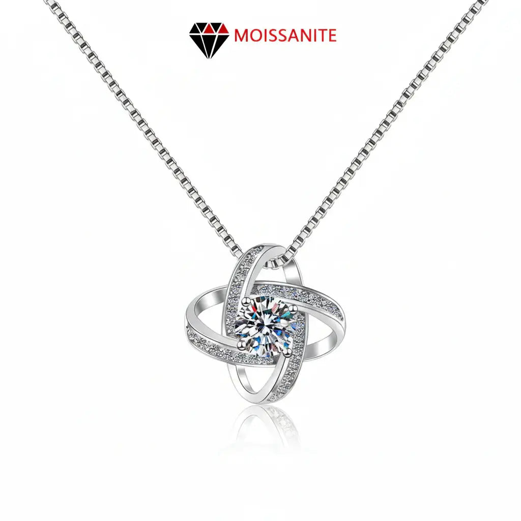 Sterling Silver Pendant Necklace for Women Moissanite Jewelry - Hadi Craft