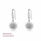 Sterling Silver White Gold Plated Moissanite Sunflower Dangle Earrings Wedding Jewelry S925 - Hadi Craft