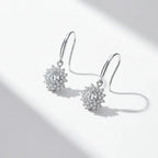 Sterling Silver White Gold Plated Moissanite Sunflower Dangle Earrings Wedding Jewelry S925 - Hadi Craft