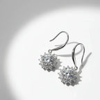 Sterling Silver White Gold Plated Moissanite Sunflower Dangle Earrings Wedding Jewelry S925 - Hadi Craft