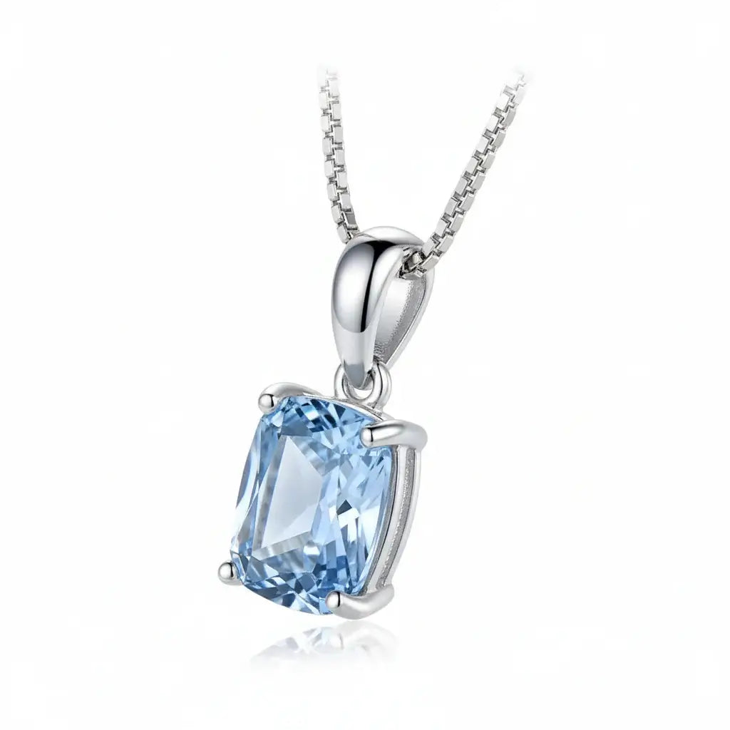 Sterling silver blue stone pendant necklace Fine Jewelry 925 Sterling - Hadi Craft