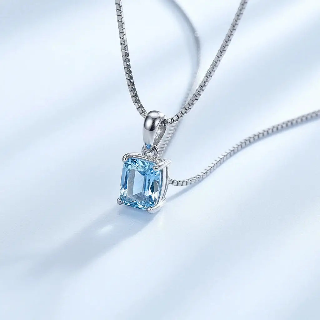 Sterling silver blue stone pendant necklace Fine Jewelry 925 Sterling - Hadi Craft