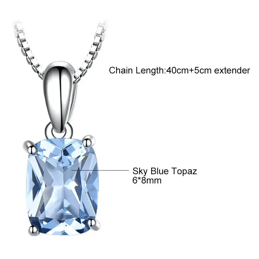 Sterling silver blue stone pendant necklace Fine Jewelry 925 Sterling - Hadi Craft