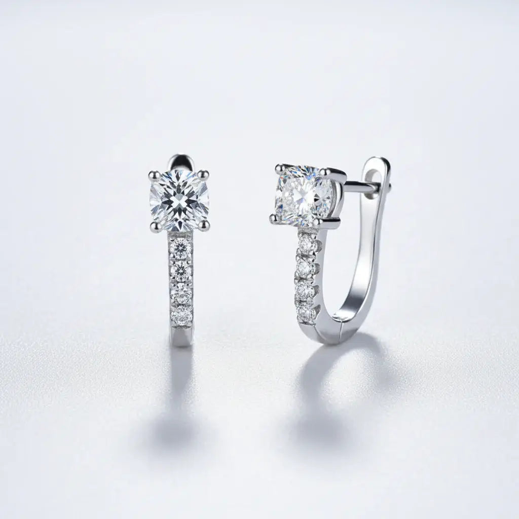 Sterling silver moissanite stud earrings Breasted Stud Earrings - Hadi Craft