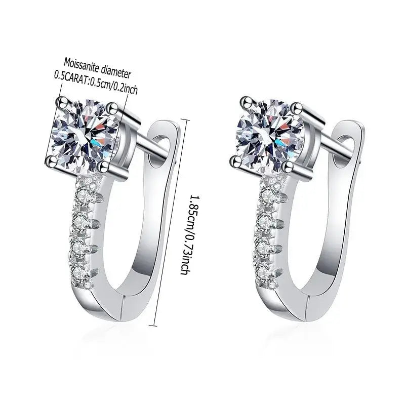 Sterling silver moissanite stud earrings Breasted Stud Earrings - Hadi Craft