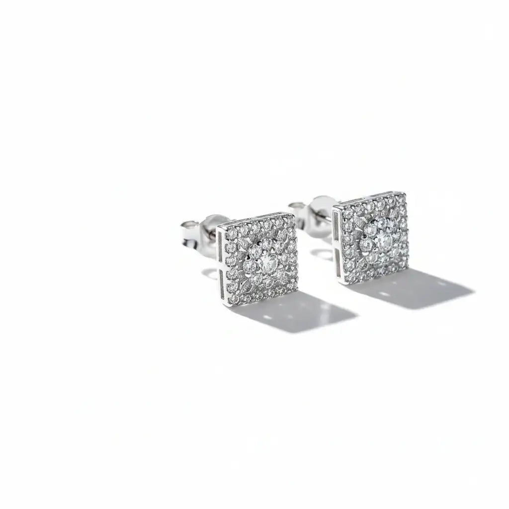 Sterling silver moissanite stud earrings Diamond Earrings S925 - Hadi Craft