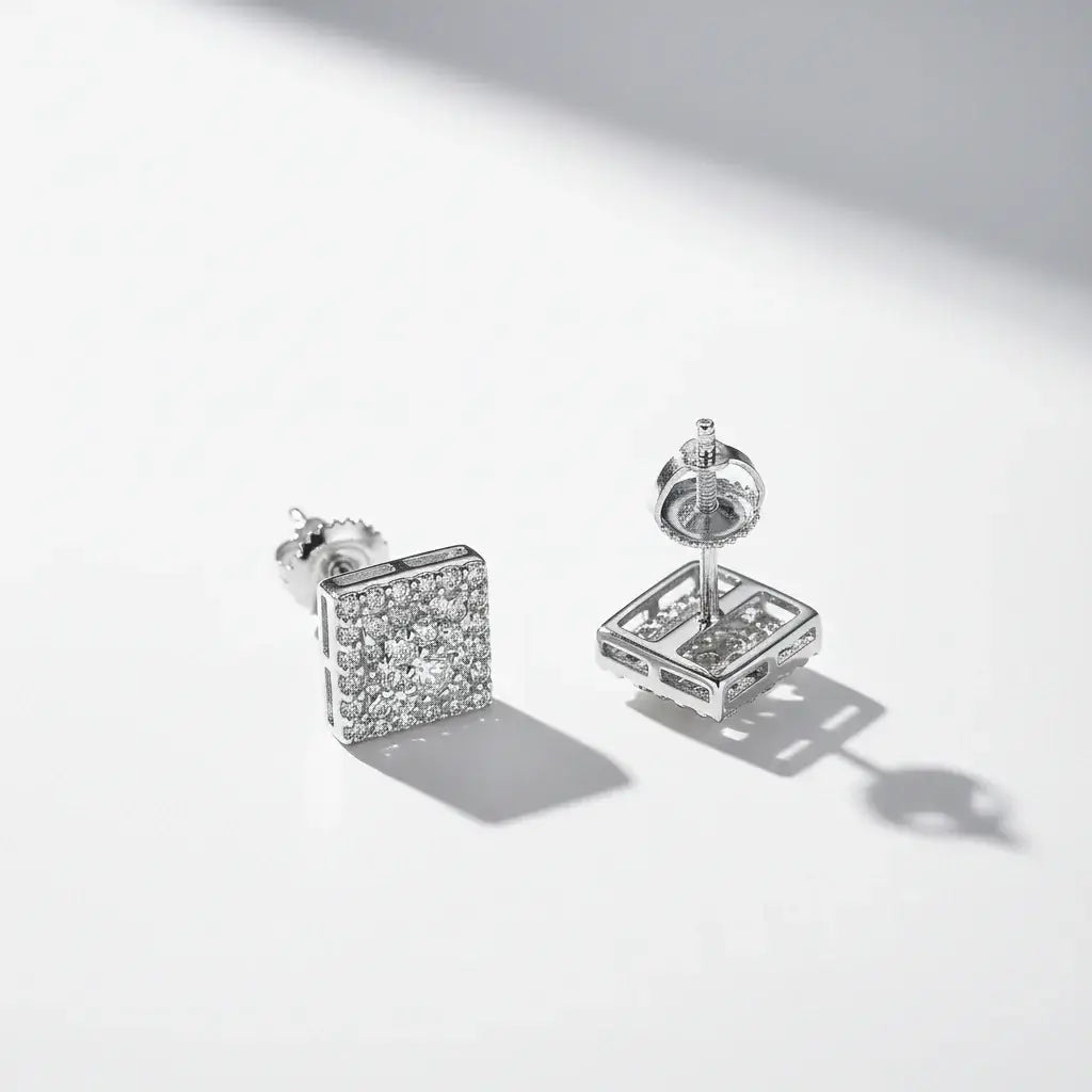Sterling silver moissanite stud earrings Diamond Earrings S925 - Hadi Craft