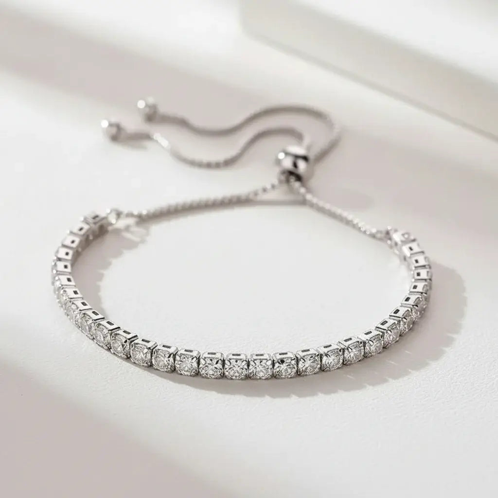 Sterling silver moissanite tennis bracelet Brilliant Cut 925 Sterling - Hadi Craft