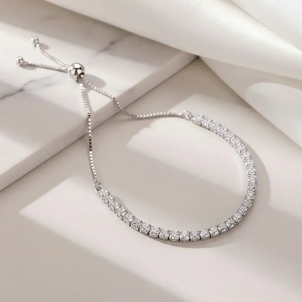 Sterling silver moissanite tennis bracelet Brilliant Cut 925 Sterling - Hadi Craft