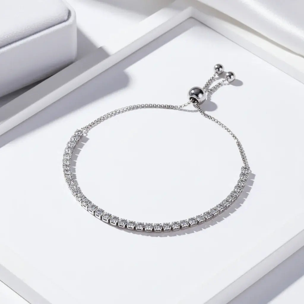 Sterling silver moissanite tennis bracelet Brilliant Cut 925 Sterling - Hadi Craft