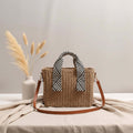 Straw Woven Crossbody Beach Bag for Vacation - Hadi Craft