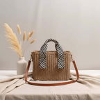 Straw Woven Crossbody Beach Bag for Vacation - Hadi Craft