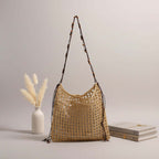 Straw beach bag for women woven bag with lace up pattern - Hadi Craft