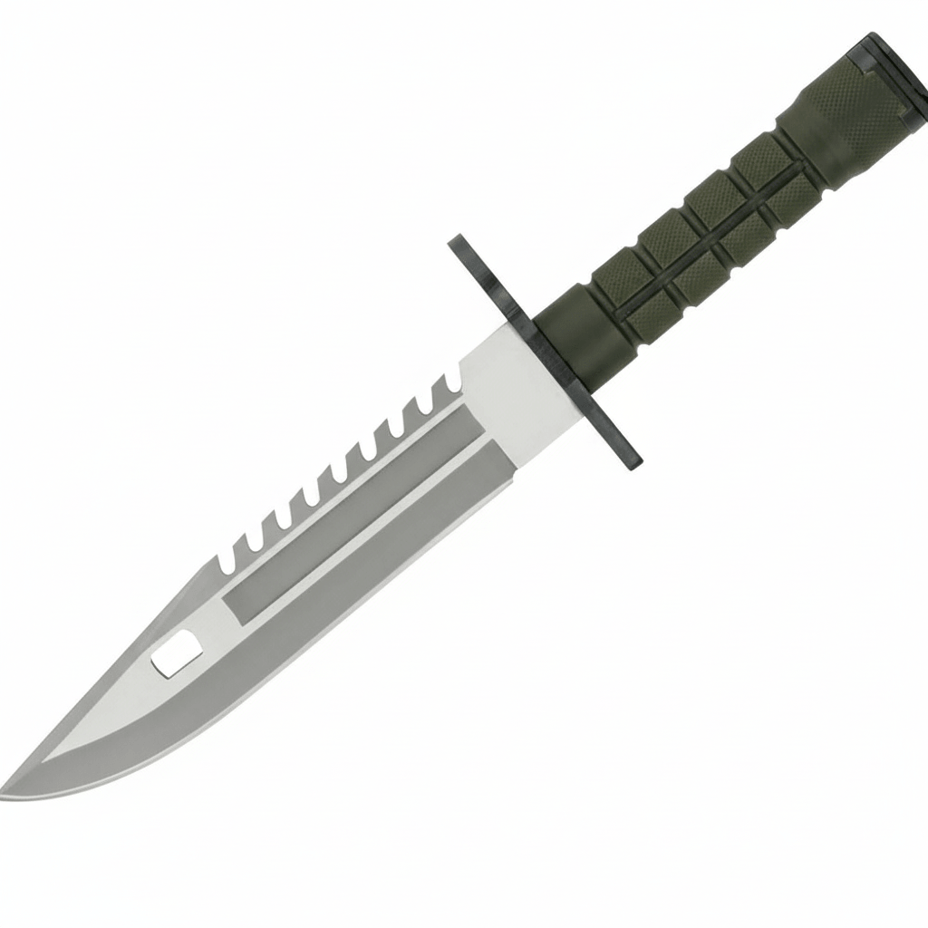 Tactical knife with sawback blade. Matte finish blade - Hadi Craft