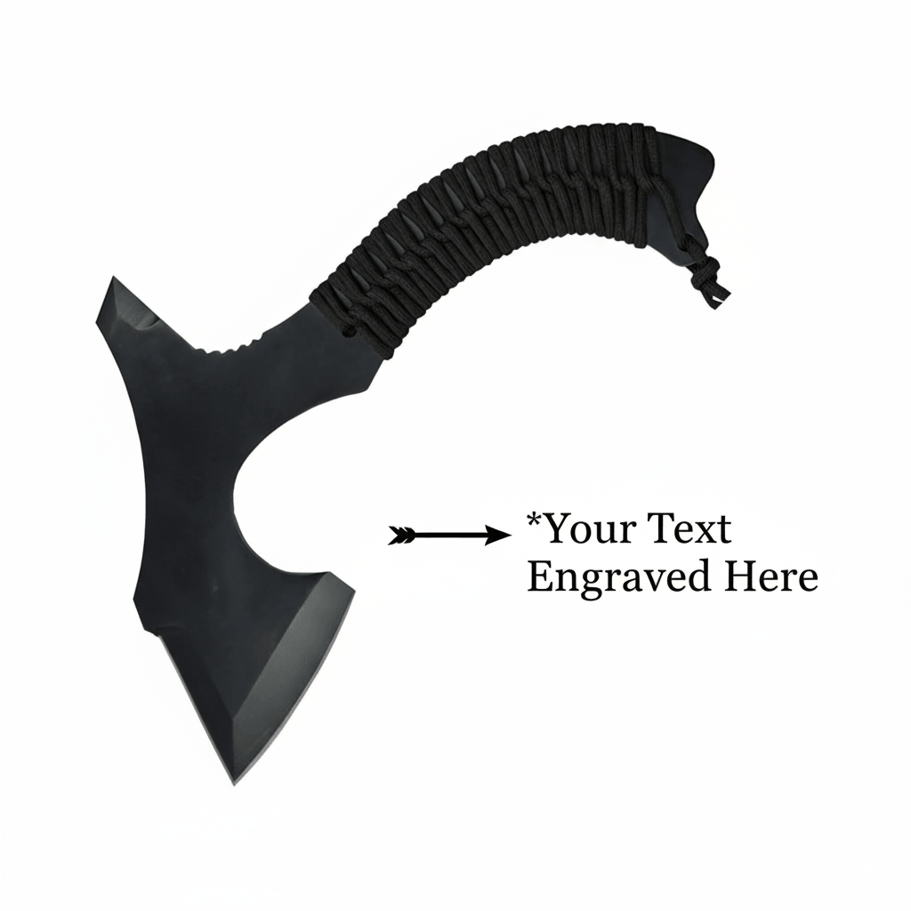 Tactical stainless steel axe reinforced striker tip at the back - Hadi Craft