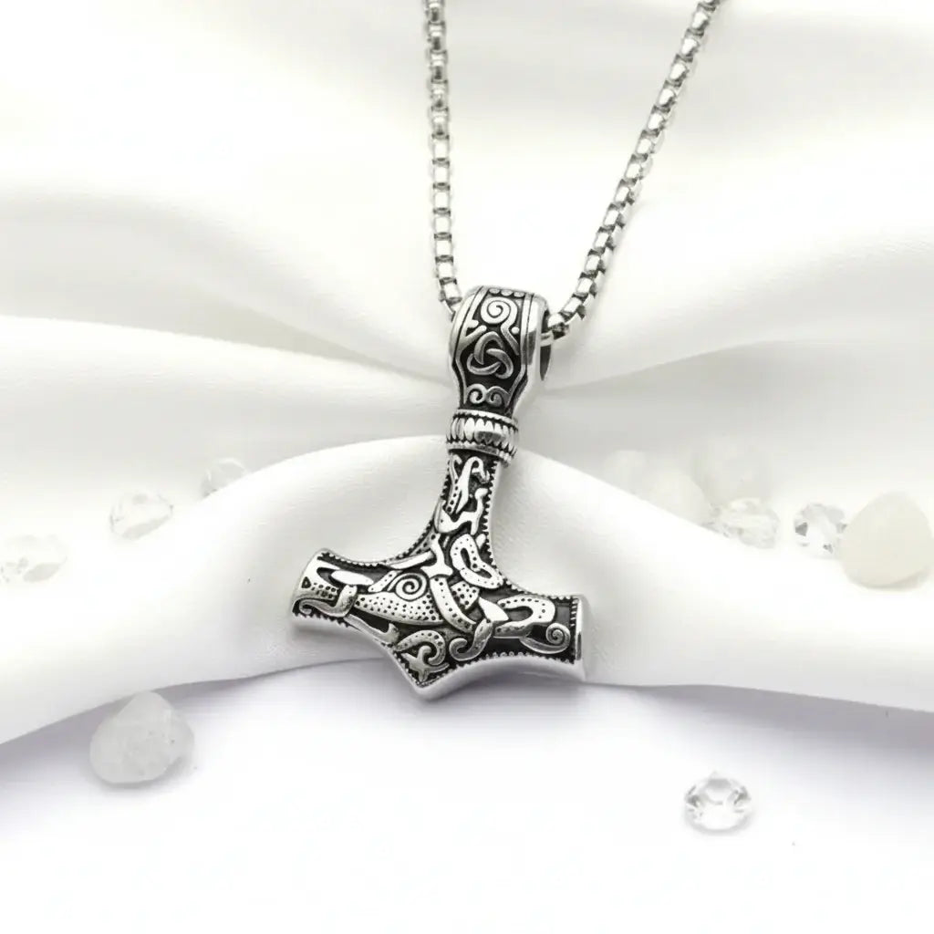 Thor Mjolnir necklace for men – Viking Norse Mythology Pendant, - Hadi Craft