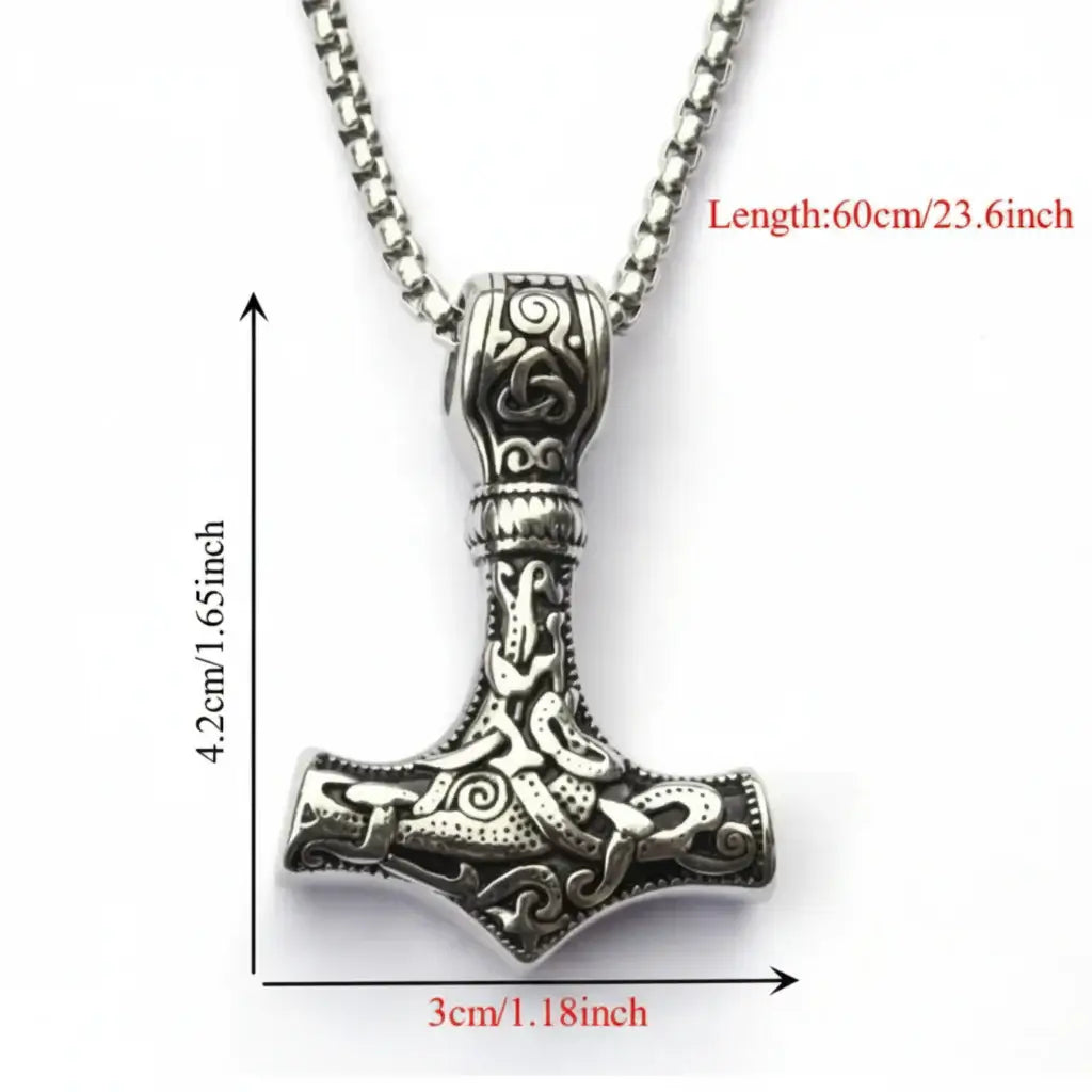 Thor Mjolnir necklace for men – Viking Norse Mythology Pendant, - Hadi Craft