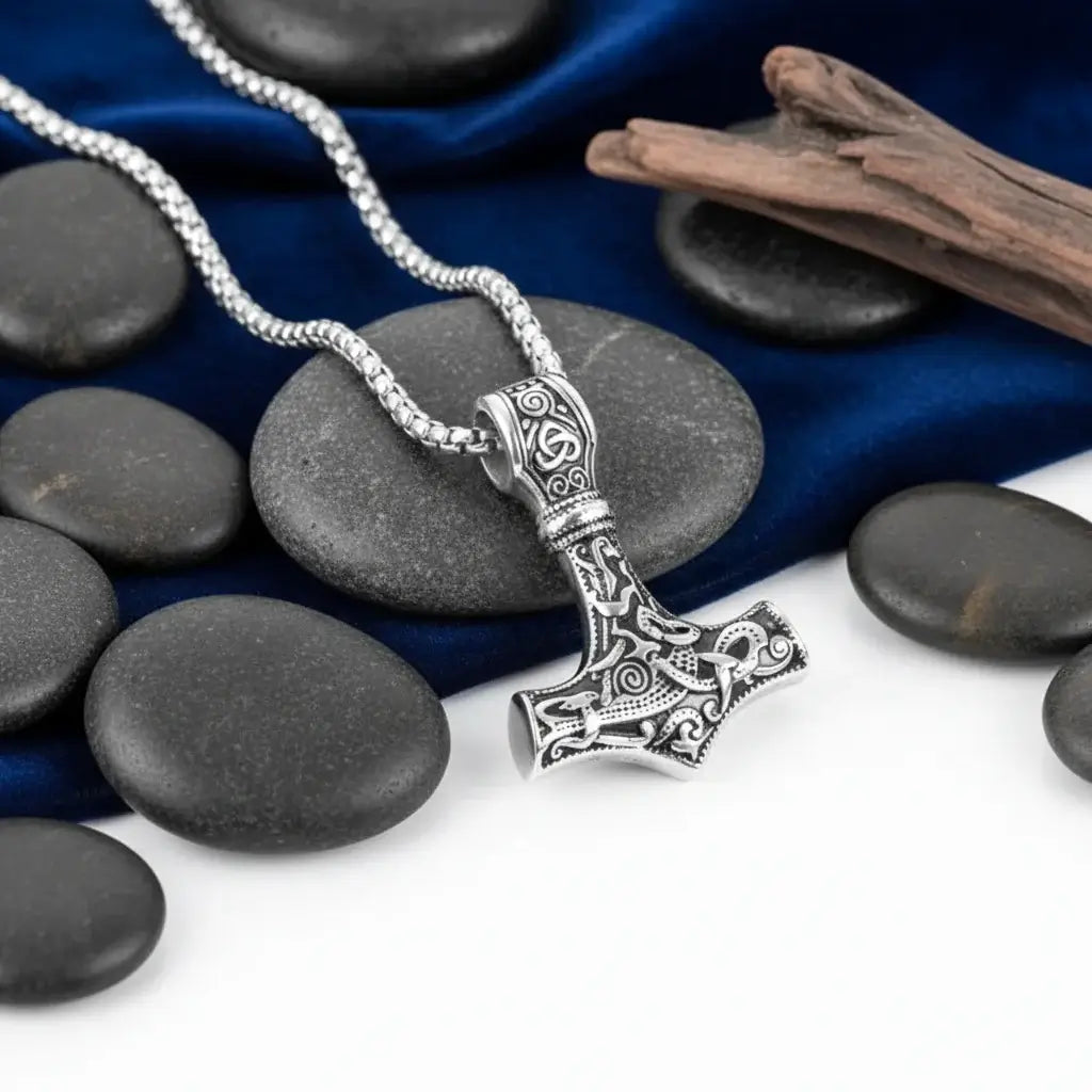 Thor Mjolnir necklace for men – Viking Norse Mythology Pendant, - Hadi Craft
