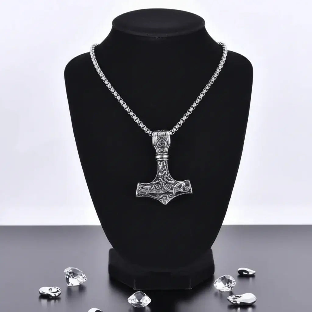 Thor Mjolnir necklace for men – Viking Norse Mythology Pendant, - Hadi Craft