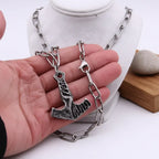 Thor Mjolnir necklace for men – Viking Norse Pendant with Steel Chain - Hadi Craft