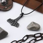 Thor’s Hammer Mjolnir Iron Gray Stainless Steel Viking Necklace for Men – Gift Box Set - Hadi Craft