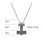 Thor’s Hammer Mjolnir Stainless Steel Viking Necklace for Men with Wooden Gift Box - Hadi Craft