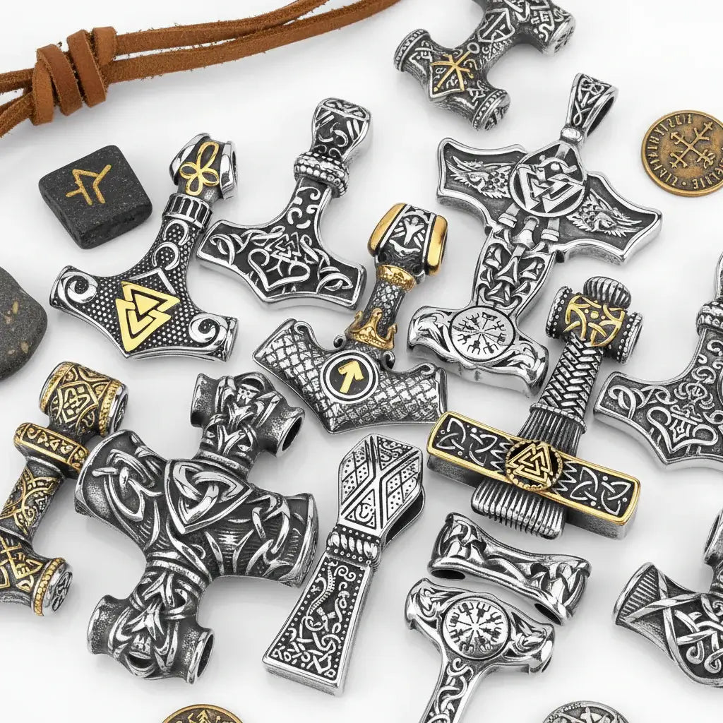 Thor's Hammer necklace Necklace Viking Amulet Stainless Steel Pendant - Hadi Craft
