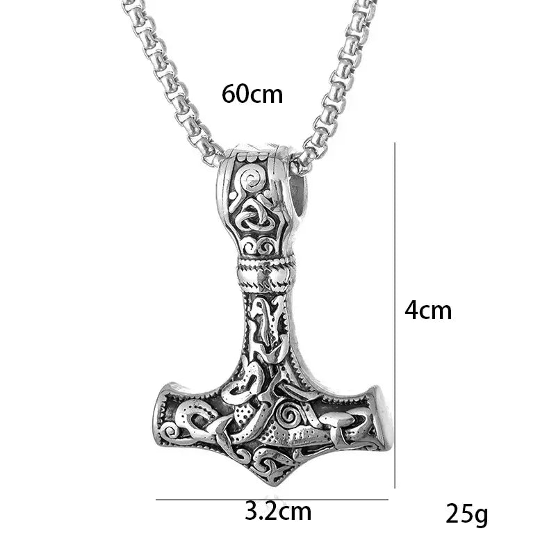 Thor's Hammer necklace Necklace Viking Amulet Stainless Steel Pendant - Hadi Craft