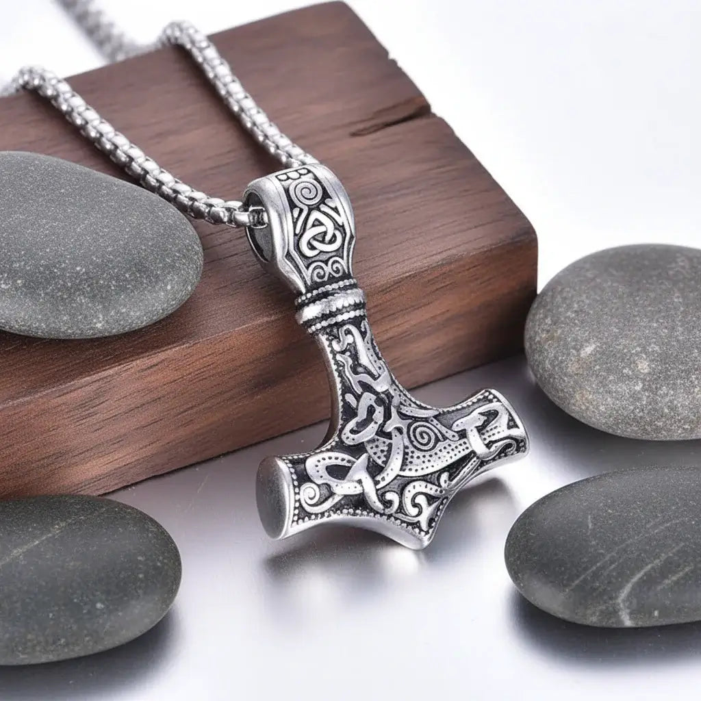 Thor's Hammer necklace Necklace Viking Amulet Stainless Steel Pendant - Hadi Craft
